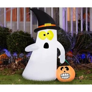 Gemmy 3.5 Ft Airblown Inflatable Ghost Candy Basket Jack O' Lantern LED Lights